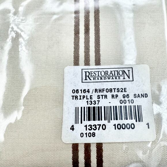 Restoration Hardware Silk Triple Stripe Drapery Panel 50" x 96" Sand New - Picture 8 of 8